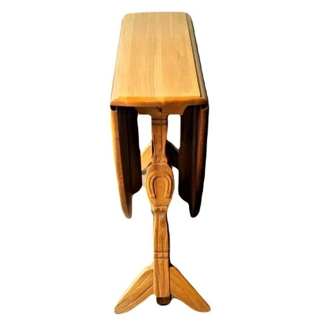 A. Brandt Ranch Oak Furniture A. Brandt Ranch Oak Drop Leaf 60" Round Dining Table Convertible to Console - Vintage Mid 20th Century - 2 Available! For Sale - Image 4 of 12