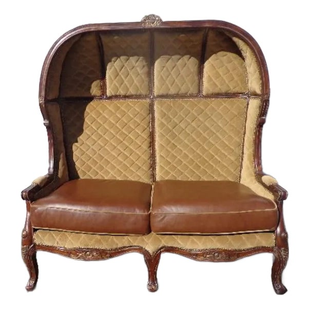 Late 20th Century French Provincial Hooded Dome Canopy Porter Loveseat For Sale