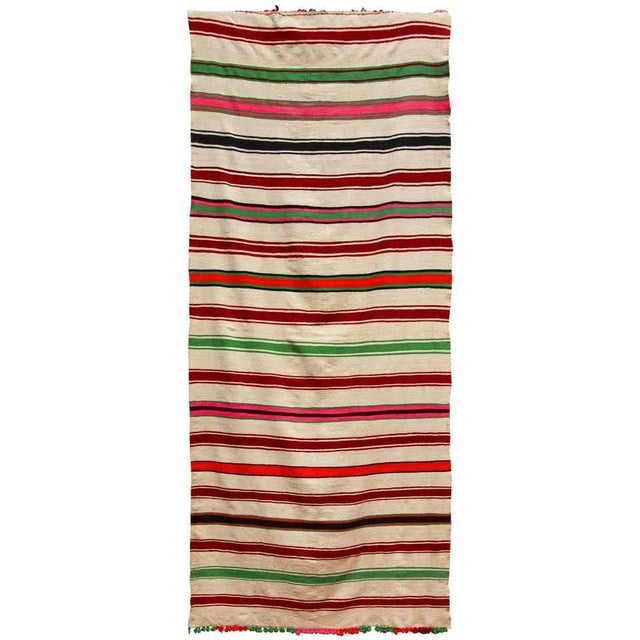 1960s Moroccan Berber Kilim Rug, Multicolor Stripes, 5'11" × 13'5" For Sale - Image 15 of 15