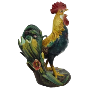 19th Century Aesthetic Movement Delphin Massier Majolica Rooster Vase