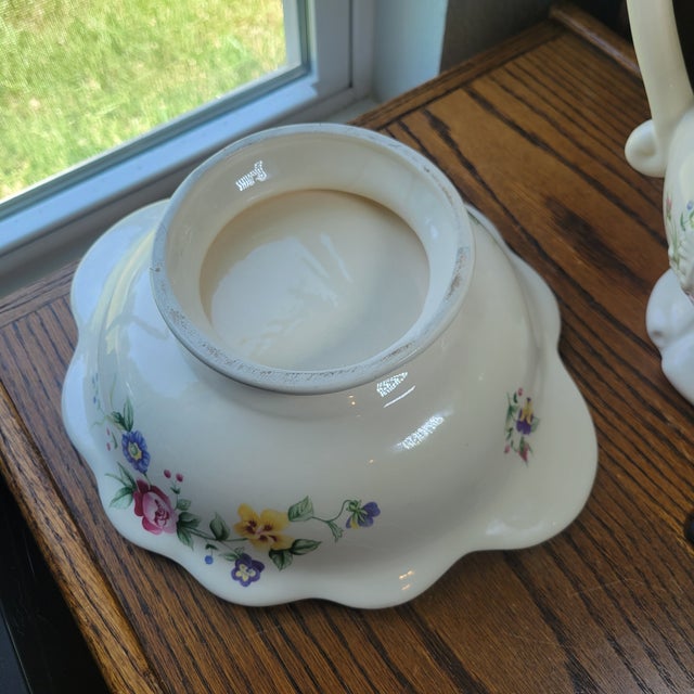 Ceramic VTG 1930s British Ceramic Pitcher & Wash Basin Bowl Set Floral Rose Art Deco Era For Sale - Image 7 of 12