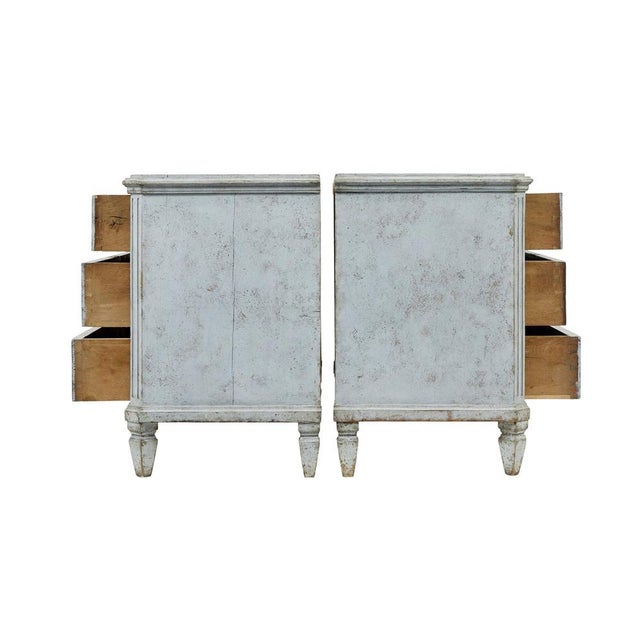 Pair of painted 19th century Swedish chest of drawers circa 1890. Good quality pair of commodes which are painted in a...