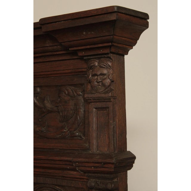 Antique French Renaissance Revival Oak Throne Chair Hall Seat For Sale - Image 10 of 13