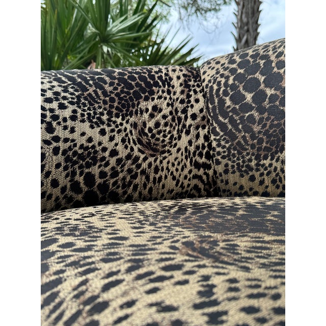 Thayer Coggin 1970s Thayer Coggin for Robb & Stucky Postmodern Leopard Upholstered Barrel Chairs – A Pair For Sale - Image 4 of 9