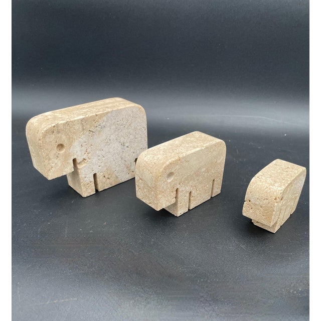 Travertine Elephants from Fratelli Manelli, 1970s, Set of 3, in Very Good conditions. Designed 1970 to 1979 This piece is...