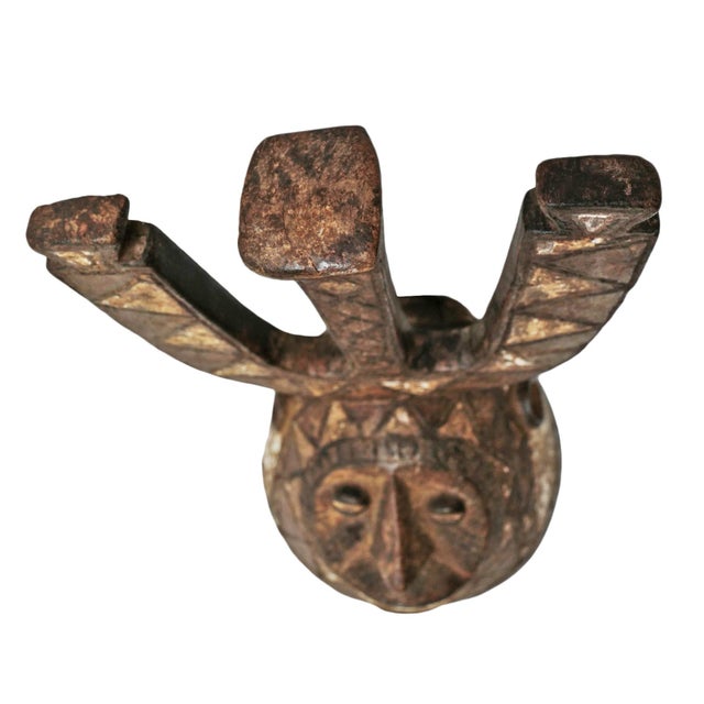 Wood Antique Burkina Faso African Helmet Mask For Sale - Image 7 of 7