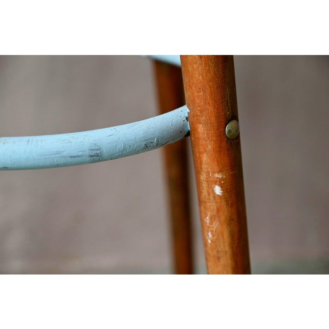 Vintage Bar Stool in Wood and Blue Lacquered Metal, 1960s For Sale - Image 10 of 12