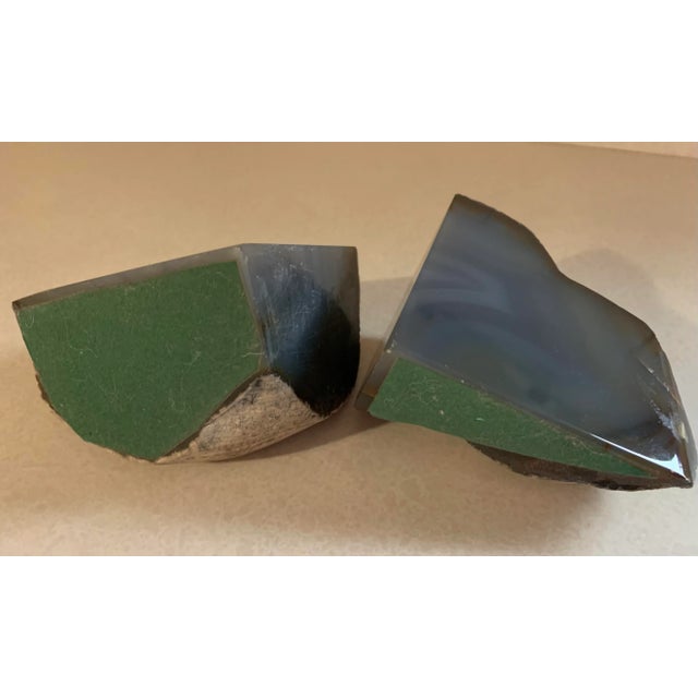 Vintage 1970s Smokey Blue Geode Bookends - a Pair For Sale In Philadelphia - Image 6 of 7