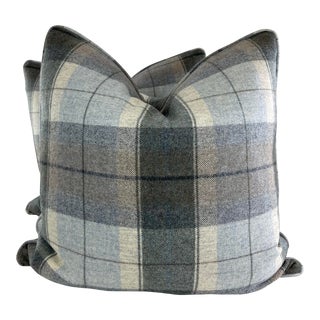 Taylor King Fabrics "Iverness Plaid" in Flint 22" Pillows-A Pair For Sale