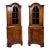 Antique English Burl Walnut / Pine Dutch Colonial Revival Corner Cabinets - Pair For Sale