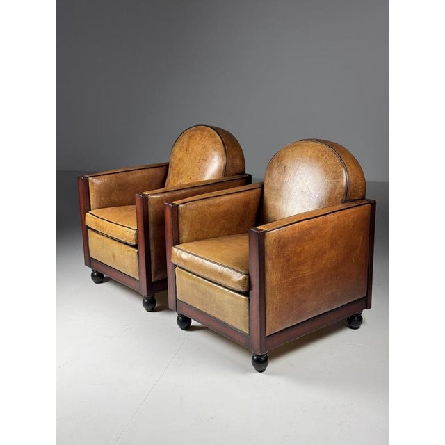 Art Deco Club Chairs in Sheepskin, Set of 2 For Sale - Image 4 of 18