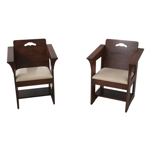 Pair Stickley Mission Oak Limbert Cafe Chairs For Sale