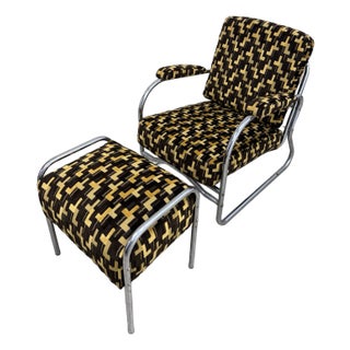 1970s Vintage Bauhaus Chair & Ottoman For Sale