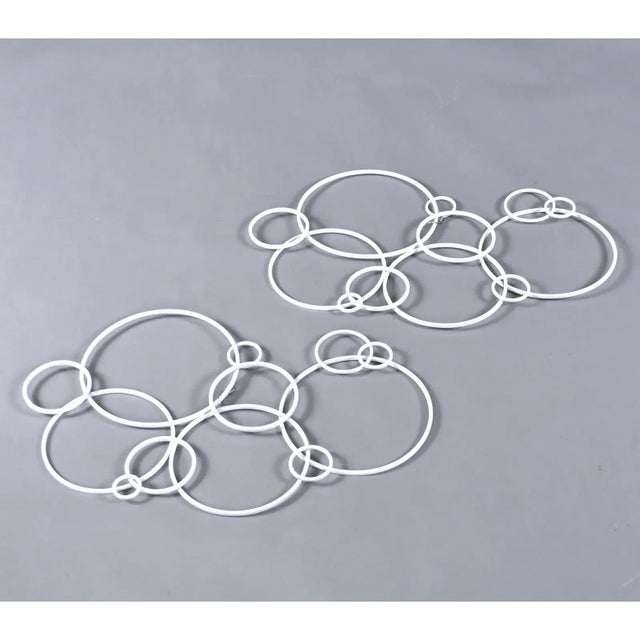 Set of 3 White Metal Circles Modern Abstract Wall Art Sculptures For Sale - Image 10 of 15