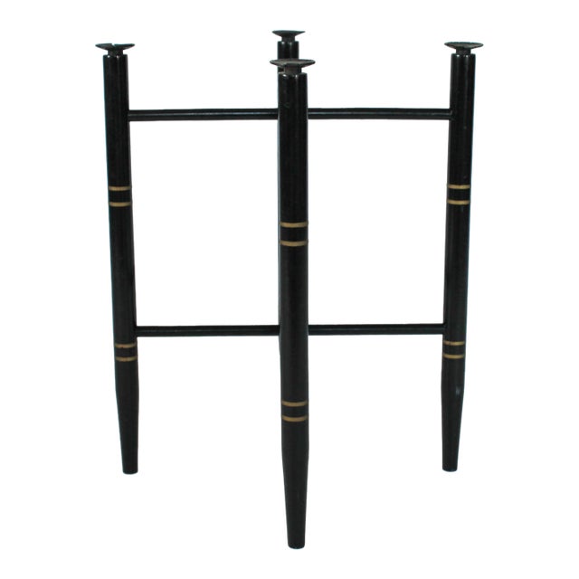 Vintage Black and Gold Painted Wood Foldable Side Table Base For Sale