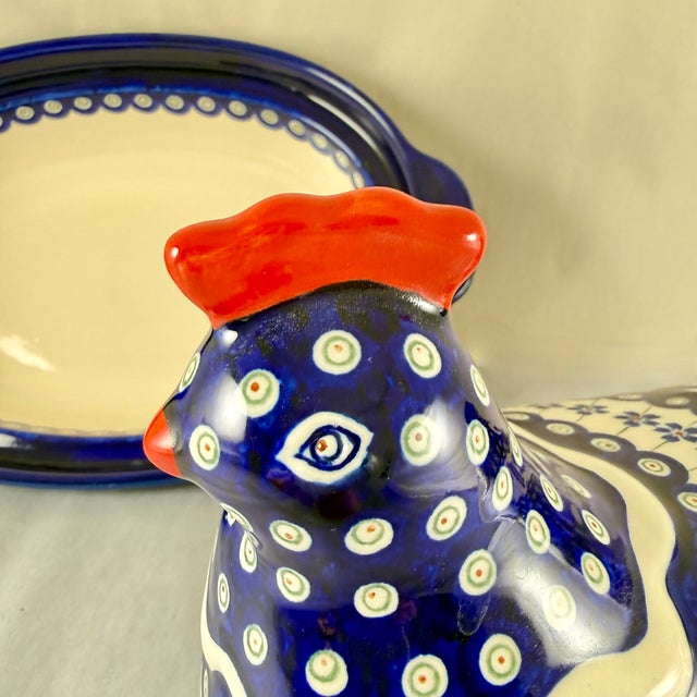 Polish Pottery Hen Shaped Covered Baker by Zaklady Boleslawiec For Sale - Image 9 of 13