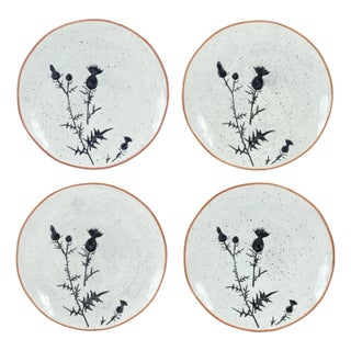 Rustic Thistle Etched Plate with Speckled Finish (Set of 4) For Sale