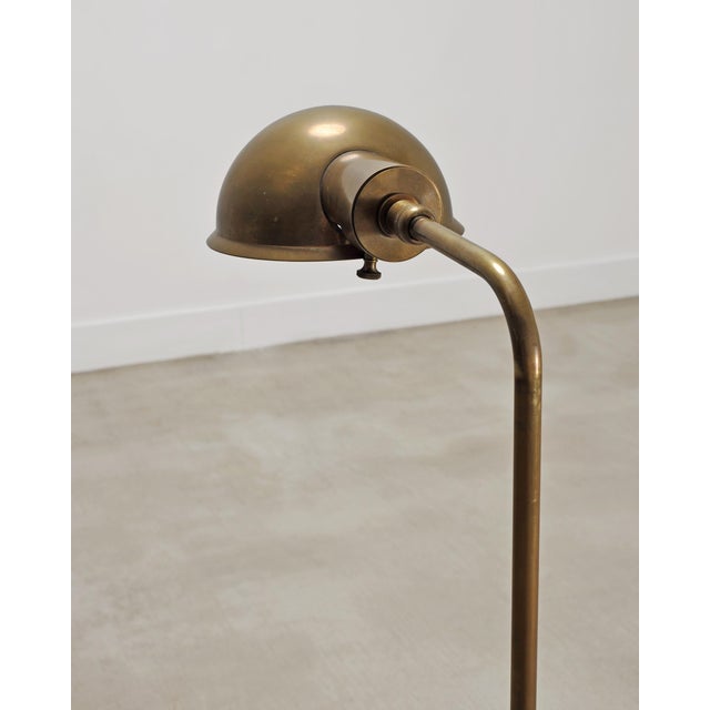 Art Deco Style Patinated Brass Adjustable Pharmacy Floor Lamp For Sale - Image 13 of 15