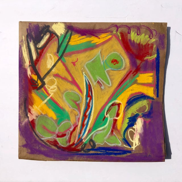 Abstract #96 Original Pastel Drawing by Erik Sulander 13 X 12 For Sale - Image 4 of 4