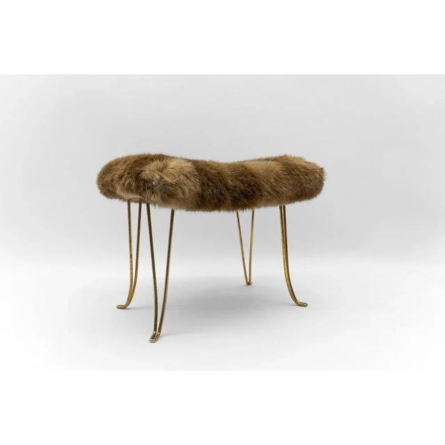 Mid-Century Modern Sheep Brass Stool, 1950s The frame have great patina.