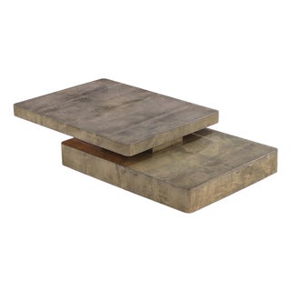 Goat Skin Sliding Top Coffee Table, Aldo Tura (Attributed), C. 1970 For Sale