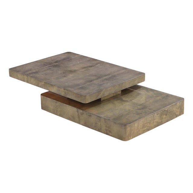 Goat Skin Sliding Top Coffee Table, Aldo Tura (Attributed), C. 1970 For Sale