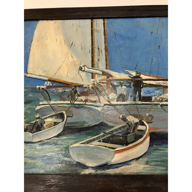 1940s 1947 New Jersey Maritime Painting For Sale - Image 5 of 8