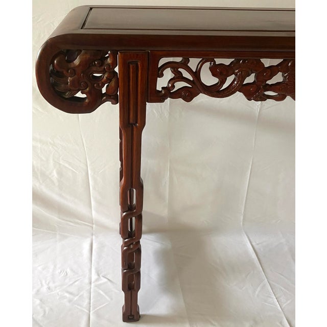 Large Chinese Hand Carved Altar Table or Rosewood Console Table or Entry Table For Sale - Image 10 of 12