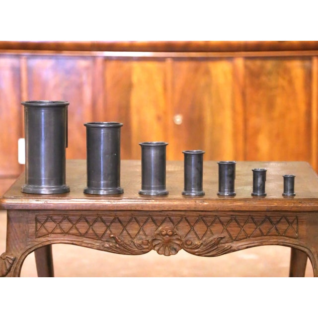 Silver Late 20th Century French Graduated Pewter Measures With Handles, Set of 7 For Sale - Image 8 of 11