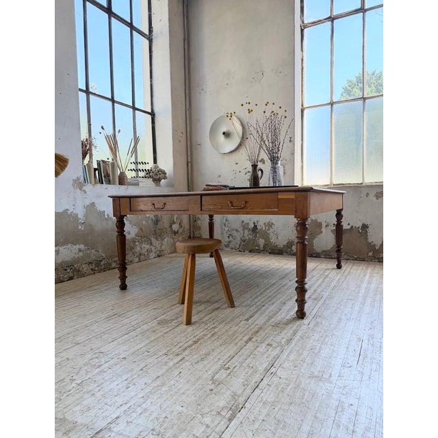 Large Oak Square Conference Table, 1950 For Sale - Image 6 of 18