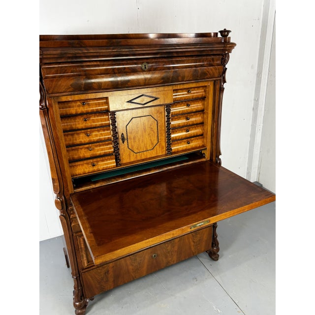 Wood Biedermeier Oak and Mahogany Secretaire, 1860s For Sale - Image 7 of 18