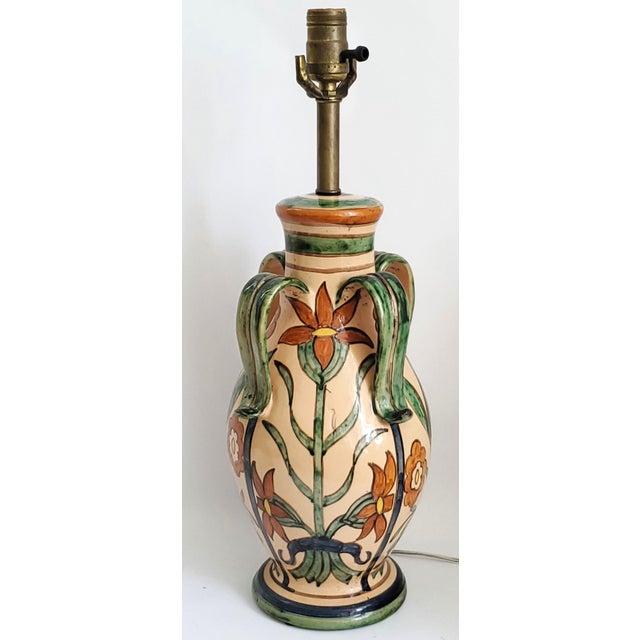 Vintage Italian Majolica Table Lamp by San Zeno Pottery, Pisa Italy, 1930s For Sale In Miami - Image 6 of 14