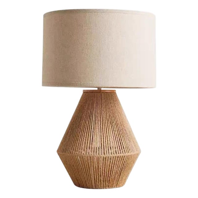 Wabi-Sabi Paper Rope Fabric Table Lamp For Sale