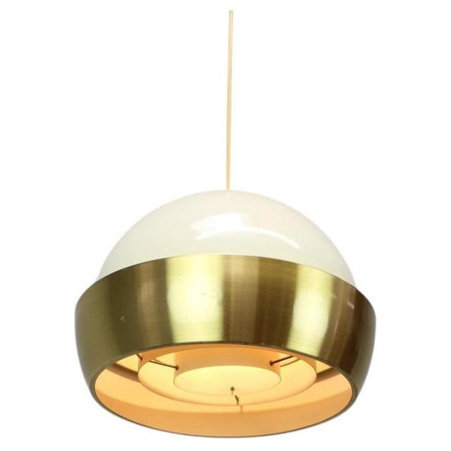Mid-Century Modern European Space Age Brass and Metal Pendant Lamp, 1970s For Sale - Image 13 of 13