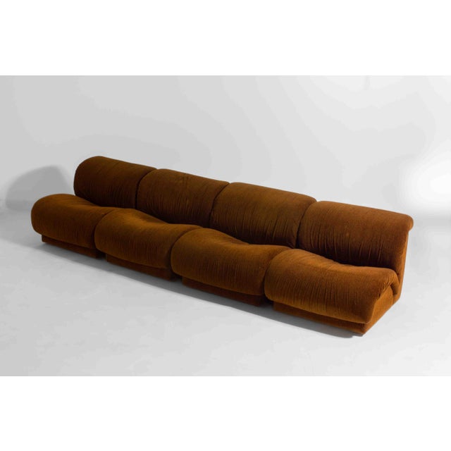 Modular Sofa in Rust Brown Velvet from Doimo, 1970s, Set of 5 For Sale - Image 4 of 17