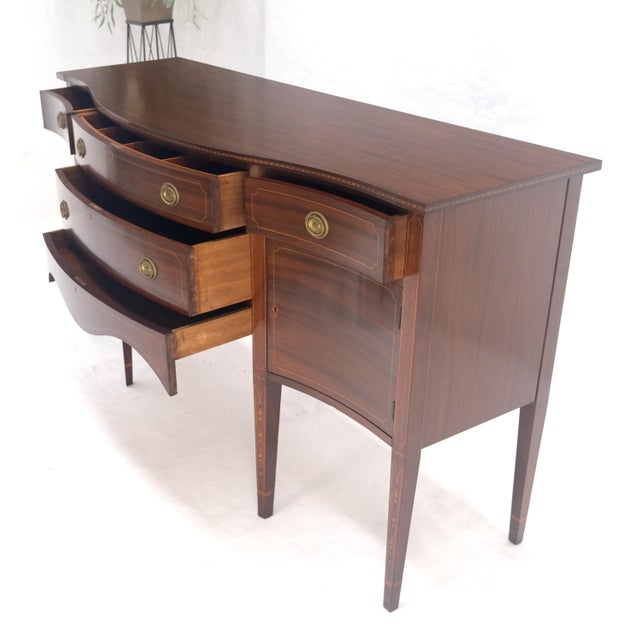 Serpentine Front Federal 6' Long Inlaid Mahogany Sideboard Credenza Console MINT For Sale - Image 10 of 13
