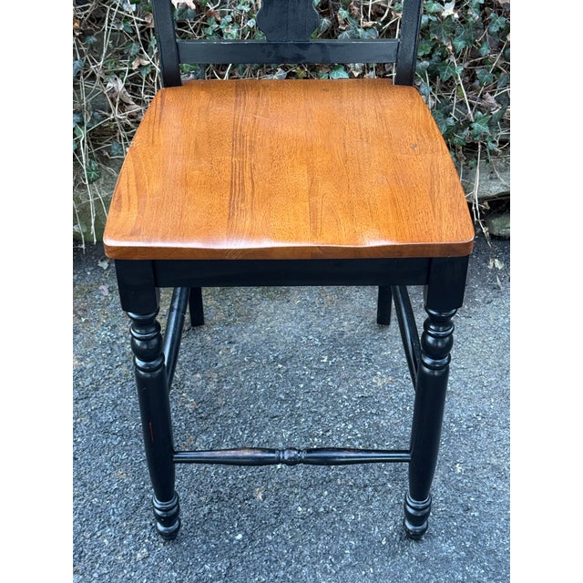 2000 - 2009 Napoleon Style Distressed Black Painted Barstools - Set of 4 For Sale - Image 5 of 10