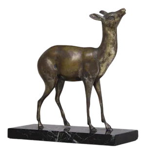 1920s Art Deco Bronze with Marble Base Deer Statue