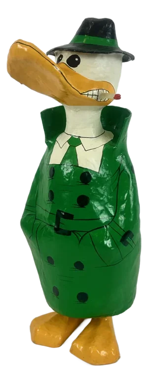 Vintage Hand-Painted Paper Mâché Detective Duck, 1960s