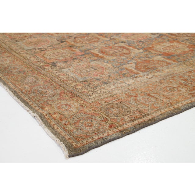 Floral-Designed Antique Persian Malayer Wool Rug in Gray and Rust (Circa 1890s) For Sale In New York - Image 6 of 10