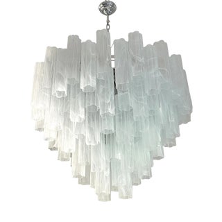 Large Venetian White Alabastro Tronchi Murano Glass Chandelier by Simoeng For Sale