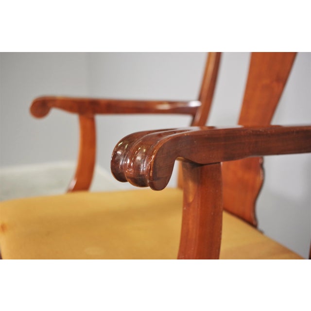 Queen Anne Style Mahogany & Leather Armchair, 1970s For Sale - Image 9 of 14