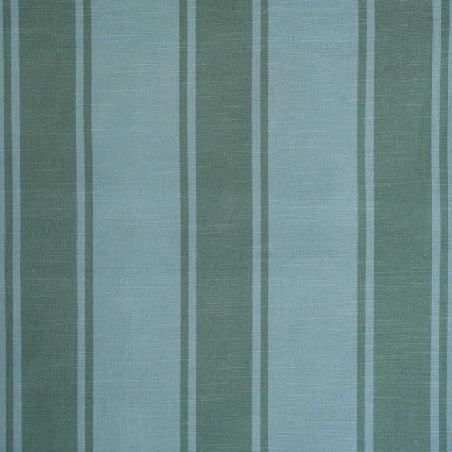 Traditional 22" Riviera Stripe Pillow Cover in Powder Blue and Moss For Sale - Image 3 of 4