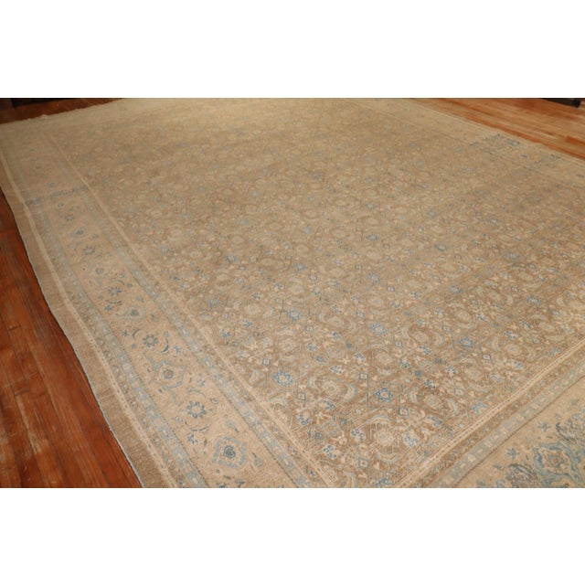 Textile Oversize Antique Zabihi Collection Persian Tabriz Brown Blue Rug - 12'2" x 17'9" For Sale - Image 7 of 10