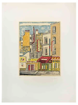 Orfeo Tamburi, Paris, Houses and Walls, 1970s, Lithograph
