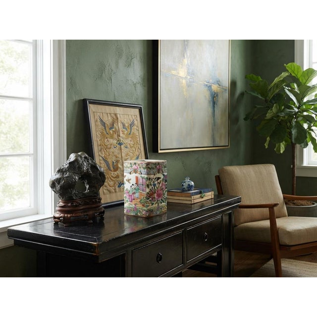 Vintage Chinese Square Floral Bird Figural Graphic Porcelain Holder For Sale In San Francisco - Image 6 of 9