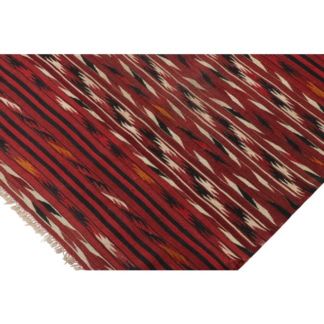 Antique Persian Kilim Runner in Red With Colorful Serrated Stripes - Rug & Kilim For Sale In New York - Image 6 of 7