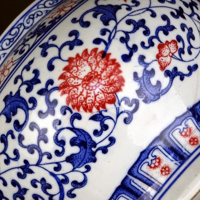 Vintage Chinese Ceramic Pot Qing Dynasty Qianlong Marked Blue and White Underglaze Red Porcelain Ginger Jar Hand Painted Flowers Pattern For Sale In Seattle - Image 6 of 7