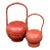 Antique Hand-Made Red Lacquer Chinese Covered Baskets—A Pair For Sale