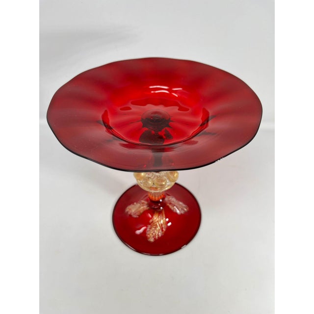 1960s Vintage Murano Glass Compote For Sale - Image 5 of 6